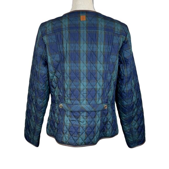 Talbots SZ 12 Full-Zip Jacket Quilted Plaid Pockets Lined Long Sleeve Navy Blue - Picture 4 of 8